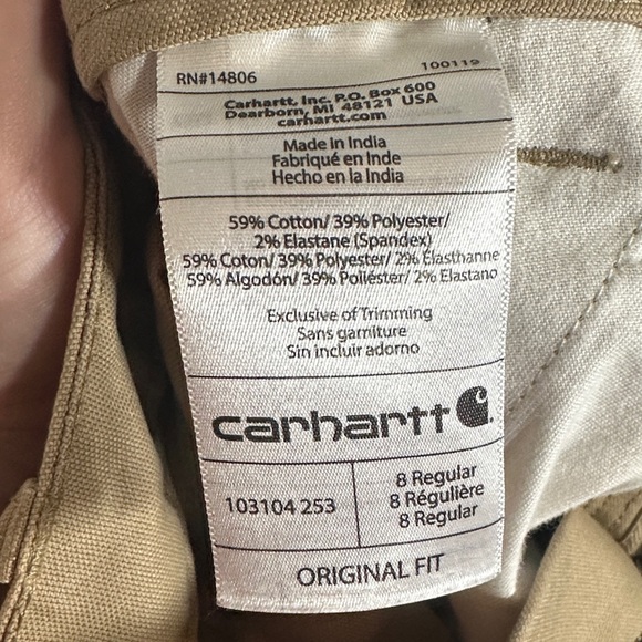 Carhartt Women's Rugged Professional Original Fit Cargo Work Pants Khaki Size 8 - Picture 6 of 9